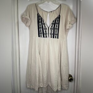 Free People Women's Beige Embroidered Mirror Dress Size XS GUC see description